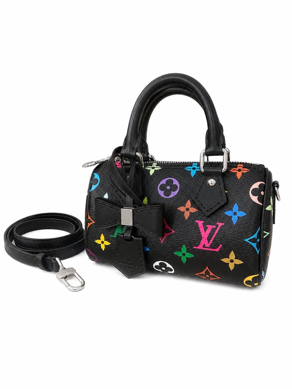 Louis Vuitton Black Multicolor Mini Speedy Bandoulière
